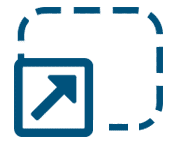 graphic of an arrow in a box with a dotted border