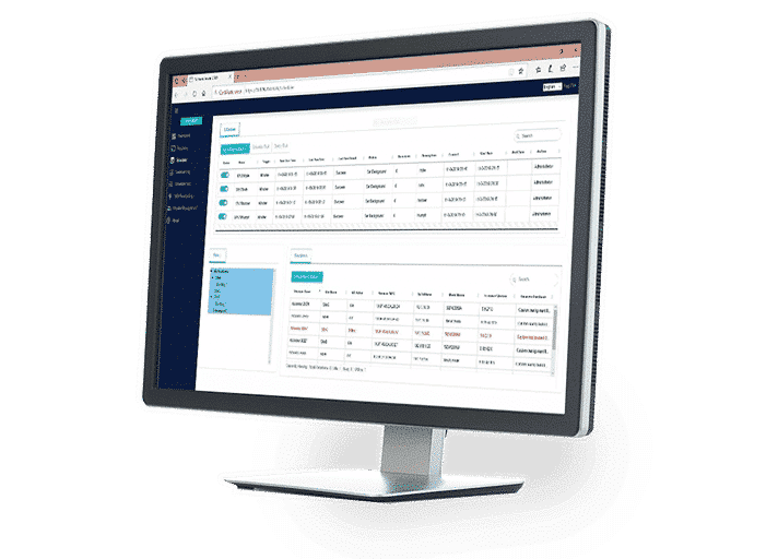 computer monitor with ScreenBeam CMS Enterprise software on the screen